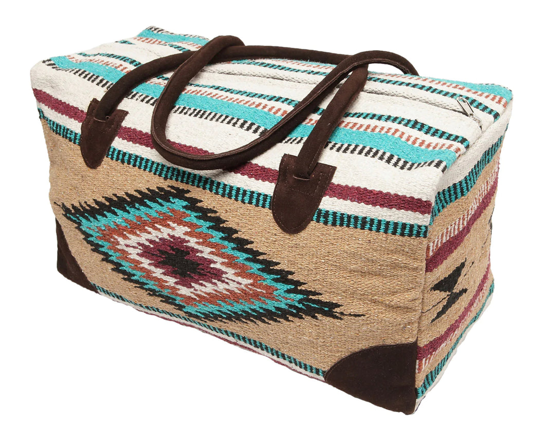 White & Tan  Aztec Weekender Bag