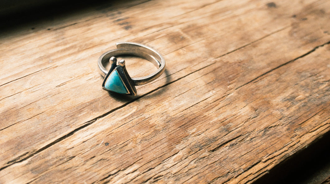 Sterling adjustable Triangle Turquoise Ring