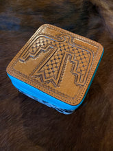 Load image into Gallery viewer, Thunderbird tooled  Turquoise jewelry box
