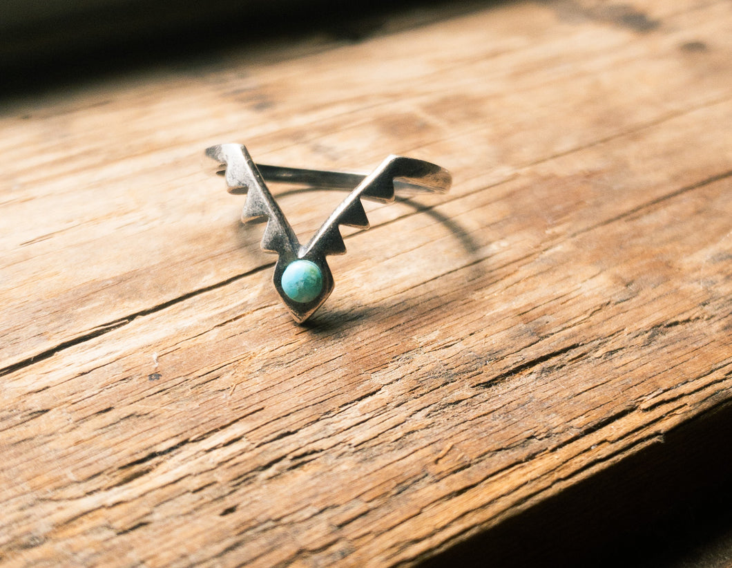 Sterling Jagged Turquoise Silver Ring