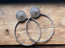 Load image into Gallery viewer, Sterling silver concho Hoops
