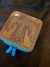 Load image into Gallery viewer, Thunderbird tooled  Turquoise jewelry box
