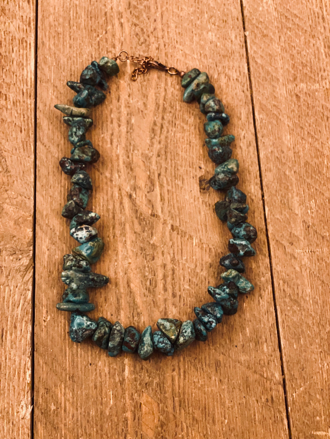 Chunky natural turquoise choker necklace