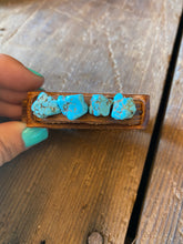 Load image into Gallery viewer, Dusty Leather Narrow Cuff with Seafoam Green Turquoise Chunks 011i
